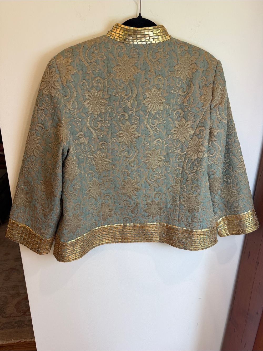 Soft Surroundings Exquisite Gold-Trim & Gold/Green Brocade Blazer, L - Chic - Picture 6 of 7